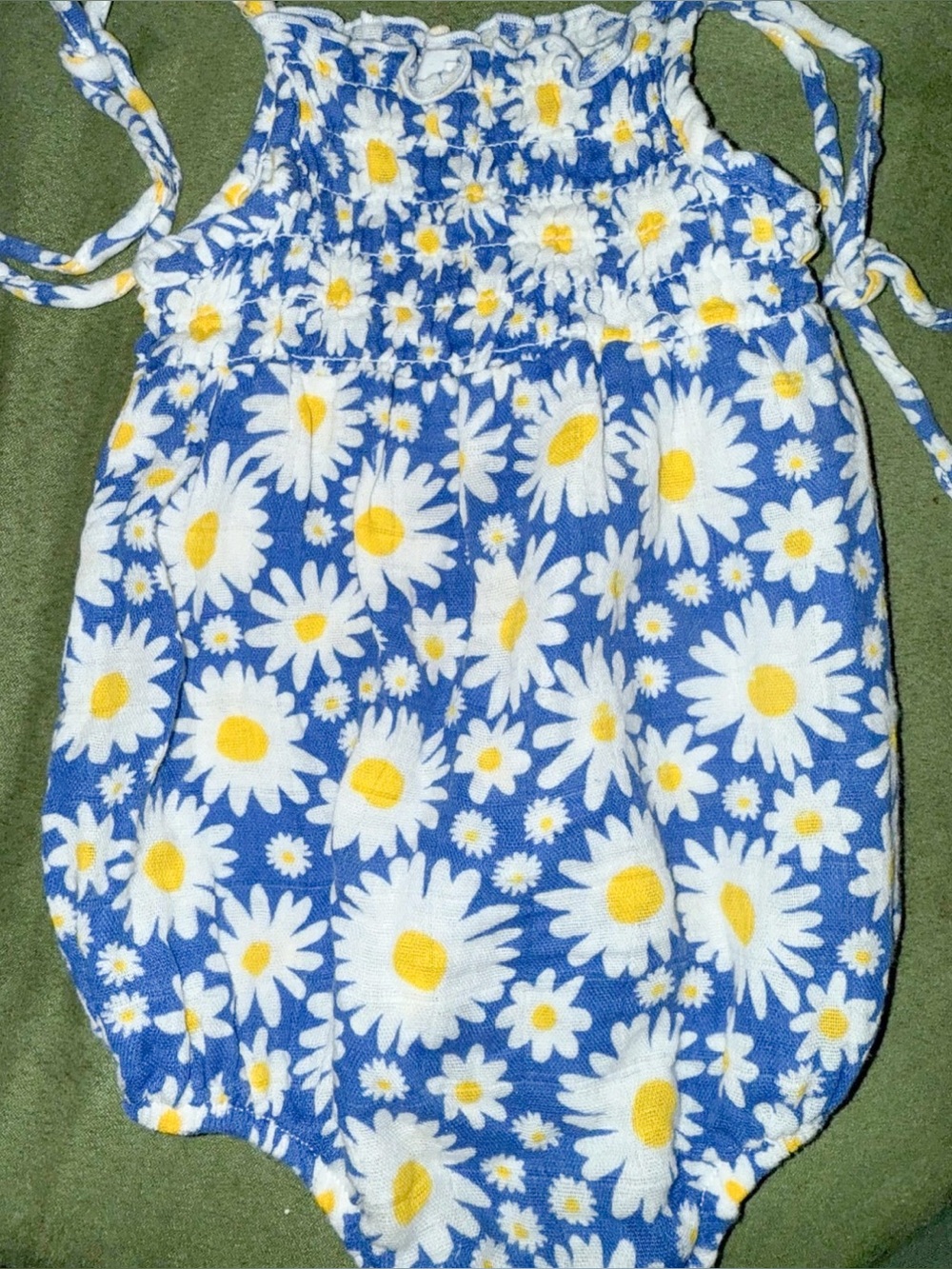 Angel Dear Blue Daisy Print Baby Romper